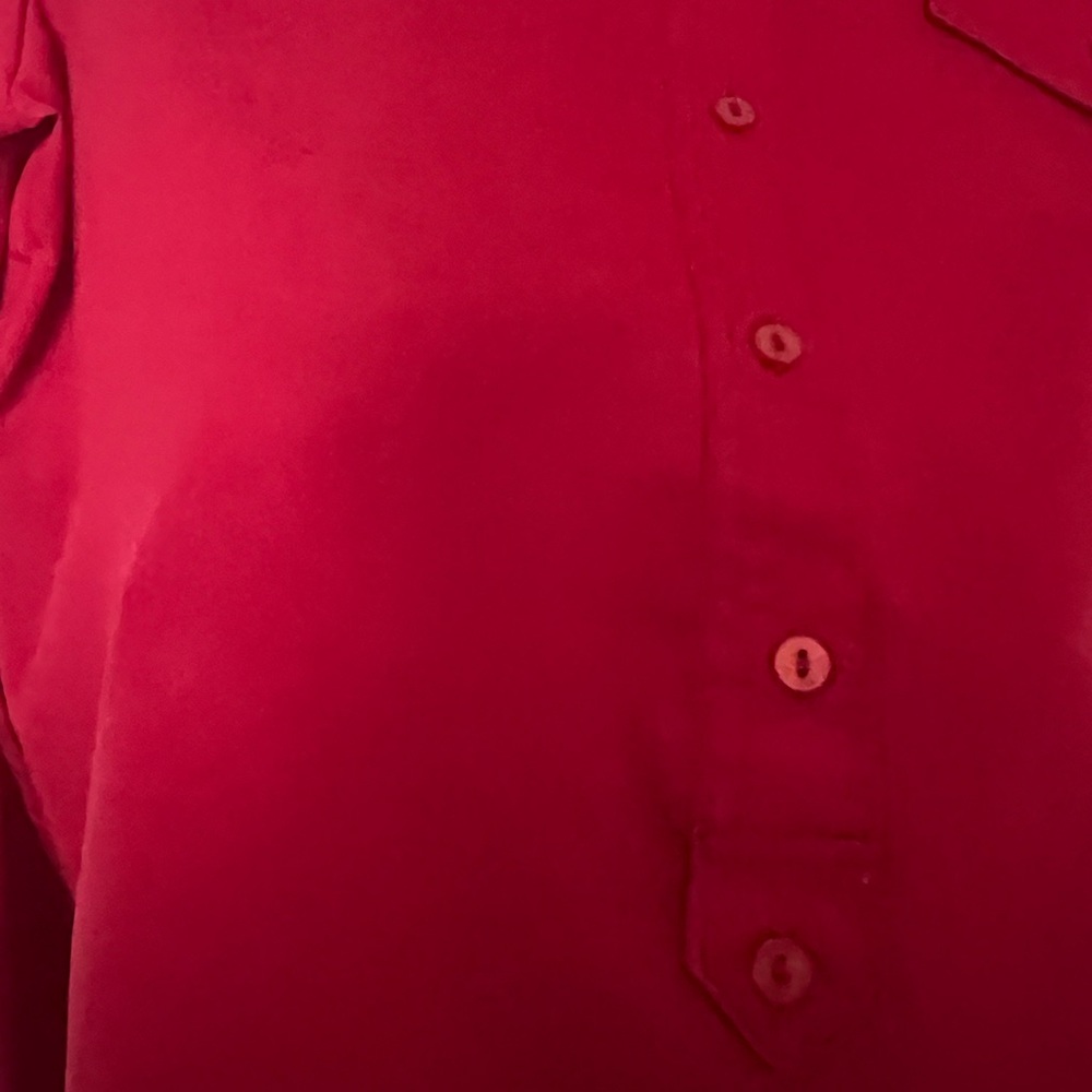 Women's Red Button-Up Blouse medium - Picture 2 of 5
